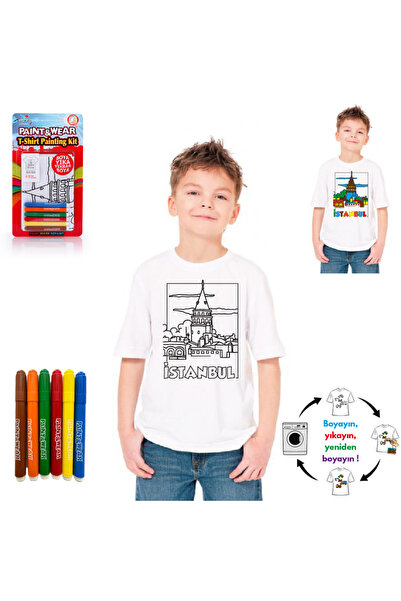 paint-wear Galata Kulesi Boyama T-shirt 9-11 Yaş