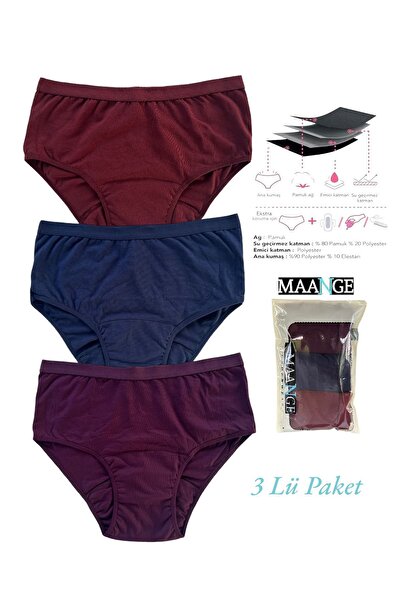 MAANGE 3'Lü Paket Emici Sızdırmaz Regl Destek Külodu