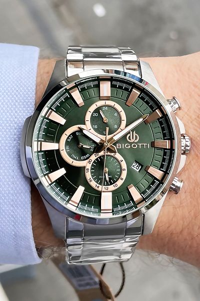 Bigotti Original Complete Steel Men's Wristwatch 5 ATM Waterproof Silver Color + Bracelet BME2010C4
