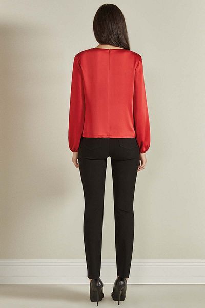 Guitar Long Sleeve Red Woven Blouse
