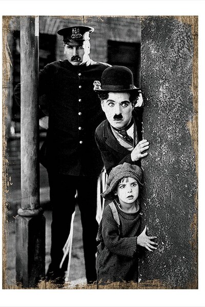 Bedeko Charlie Chaplin Hediyelik Ahşap Tablo