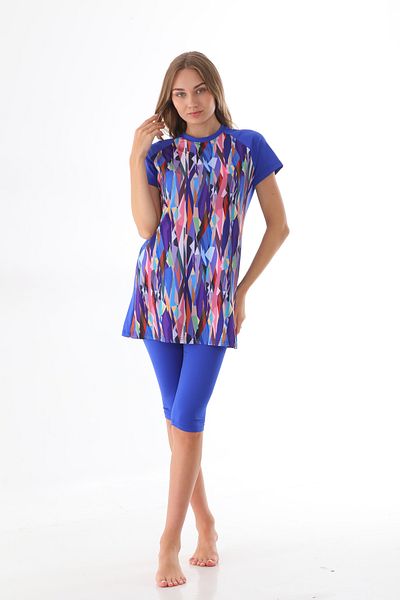 Elif Okur Short Sleeve Pool Swimsuit Saks-Purple 7416
