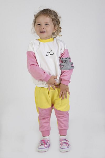 Harika KIDS Baby Girl & Child Two Thread Fabric Medium Thickness Embroidered Knitted Basic Tracksuit Set