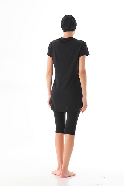 Elif Okur Short Sleeve Pool Swimsuit Black-White 7414