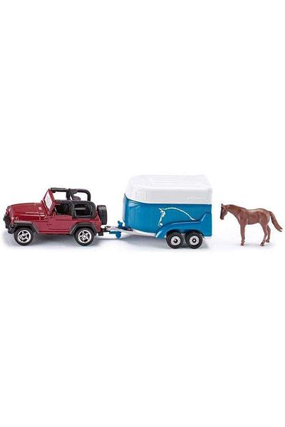Siku Metal Model Vehicle N:1651 Jeep With Horse Trailer Model