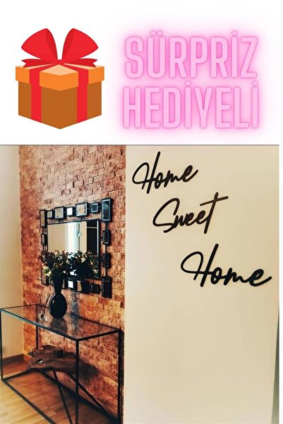 AVMmarketim Sürpriz Hediyeli Home Sweet Home Yazısı Duvar Süsü Mdf Duvar Süsü