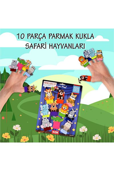 Tox Safari Animal 10 Piece Finger Puppet Set - T223