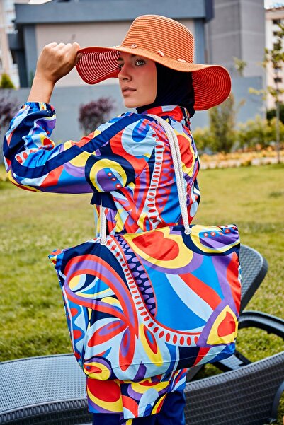 Riva Mera Patterned Fully Covered Hijab Swimsuit R2318