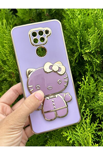 Aksesuarda Moda Redmi Note 9 Uyumlu Hello Kitty Stand Aparatlı Lazer Kesim