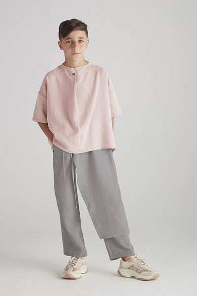 hoQuspoQus Boy's Shalwar Double Set (Muslin Fabric) - Pink & Gray