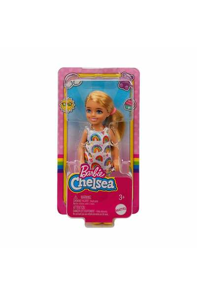 Barbie Aksesuarlı Chelsea Bebekler - Sarışın-Gökkuşağı Elbise