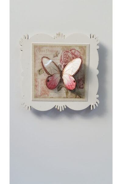 firdevsi hobi Buzdolabı Magneti-card Postal Pembe Kelebek-rolyef Çalışması