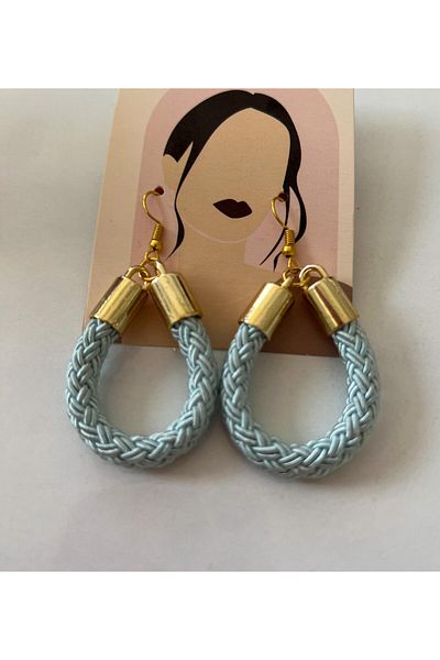 Kutcha Accessories Baby Blue Gold Color Light Hoop Earrings