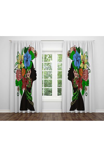 ALBANHOME Alban Home Ethnic Pattern Digital Printing Double Wing Background Curtain