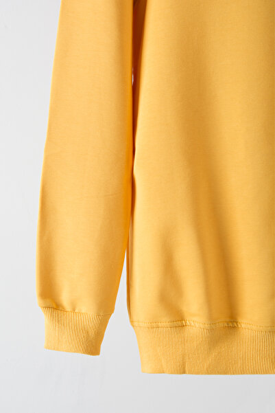 Terapi Men Erkek Hardal Bisiklet Yaka Basic Düz Sweatshirt
