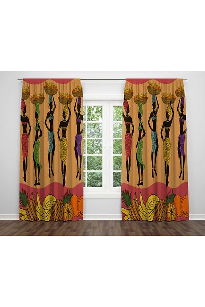 ALBANHOME Alban Home Ethnic Pattern Digital Printing Double Wing Background Curtain