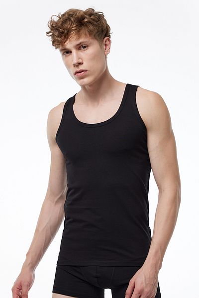 Malabadi Men's Black 2-Pack Cotton Elastane Undershirt 090