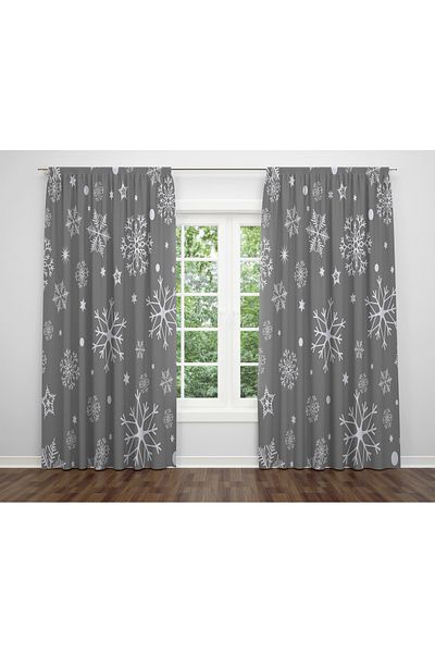 ALBANHOME Alban Home Snow Pattern Digital Printing Double Wing Background Curtain