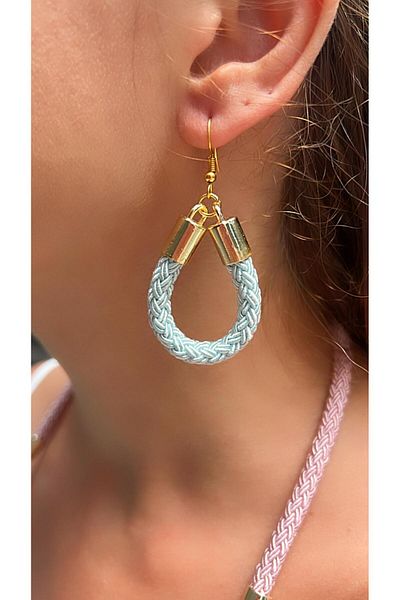 Kutcha Accessories Baby Blue Gold Color Light Hoop Earrings