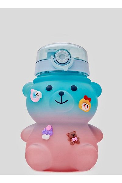 Ecolux 1300mL Children's Water Bottle with Teddy Bear Bpa Free School Water Bottle with Carrying Strap Drip-Free - TURQUOISE