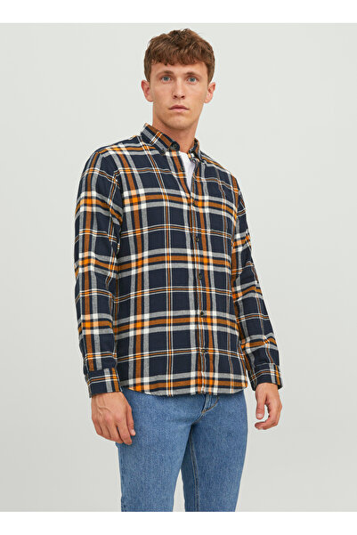 Jack & Jones Slim Fit Turuncu Erkek Gömlek 12235982_JJECLASSIC AUTUMN CHECK SH