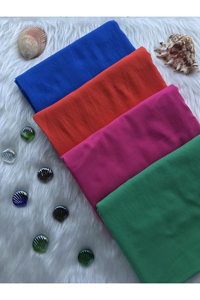 Naciye Sultan Cotton Jazz Shawl Set of 4 (Benetton - Fuchsia - Orange - Sax Blue)