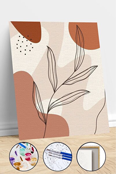 kendinyaphobi Sayılarla Boyama Seti Çerçeveli Kasnaklı Çizgi Yaprak 40 x 50 cm