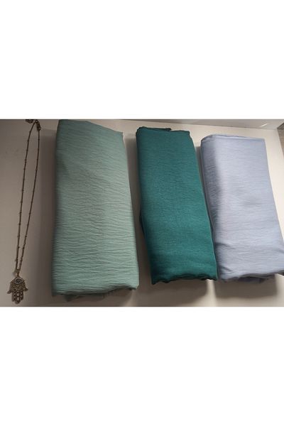 HAR-UM Ticaret Hijab Women's Cotton Jazz Shawl Model - Set of 3 Mint, Emerald, Gray