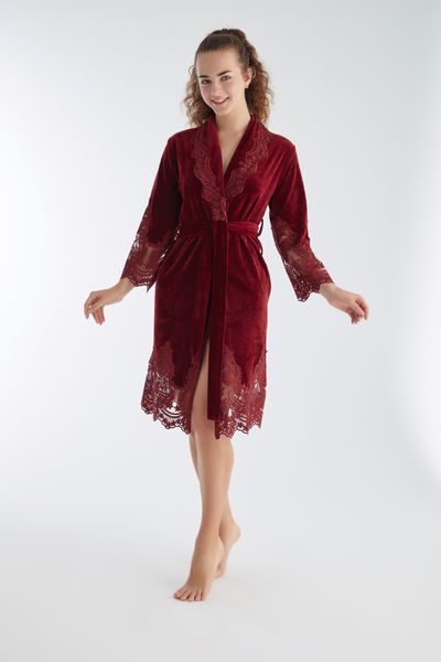 Men's Burgundy Velvet and Navy Blue Quilted Silk Classic Dressing Gown