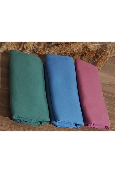 HAR-UM Ticaret Hijab Women's Cotton Jazz Shawl Model - Set of 3 Blue, Green, Dusty Rose