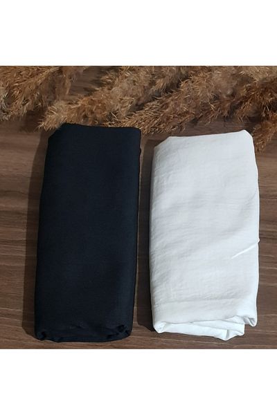HAR-UM Ticaret Hijab Women's Cotton Jazz Shawl Model-Set of 2 Black>white