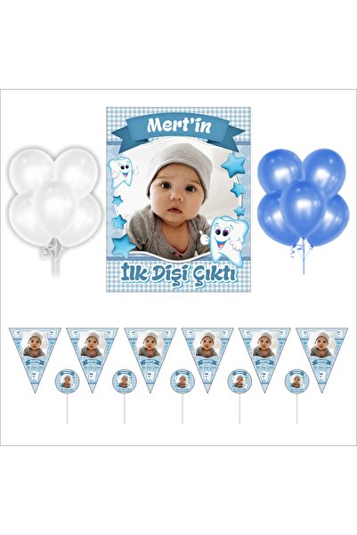 CiciMagnet İlk Dişim Çıktı Partisi İçin Afiş Banner Kürdan ve Balonlu Hazır S...