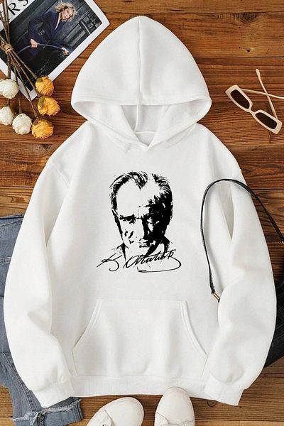 AMMA Φούτερ με κουκούλα Unisex Ataturk Oversize 100% βαμβακερή κουκούλα Boyfriend Hoodie