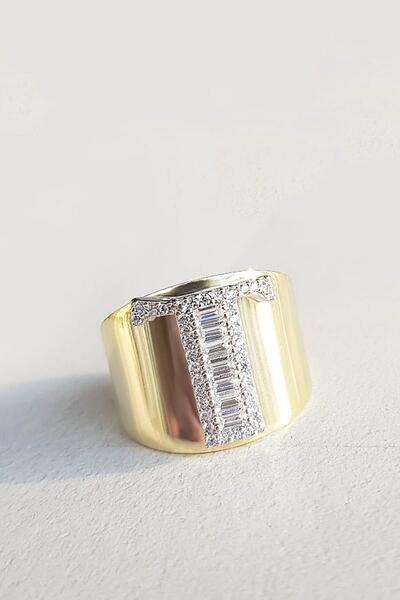 MorMajor Silver Harfli Baget Işleme Gümüş Yüzük