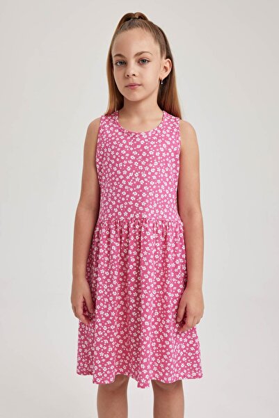 DeFacto Girl's Patterned Cotton Dress