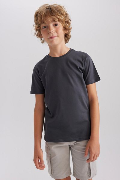 DeFacto Chlapecké tričko Crew Neck Basic Plain s krátkým rukávem B0667a8ns