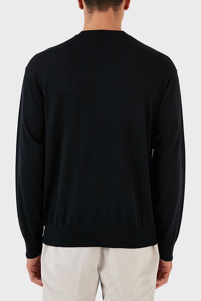 Emporio Armani Мъжки пуловер с кръгло деколте и лого, стандартна кройка, 100% вълна, 6R1MXG 1MNGZ F904