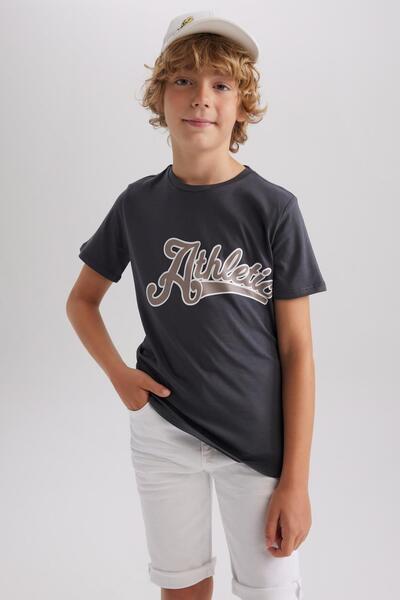 DeFacto Chłopięcy T-shirt z krótkim rękawem o regularnym kroju