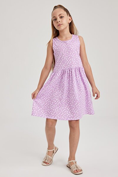 DeFacto Girl's Patterned Cotton Dress