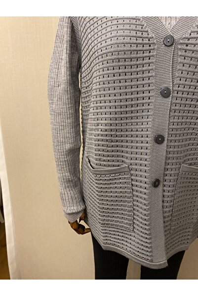 TEK Bambu Örgü Merserize Anne Yelek / Gri