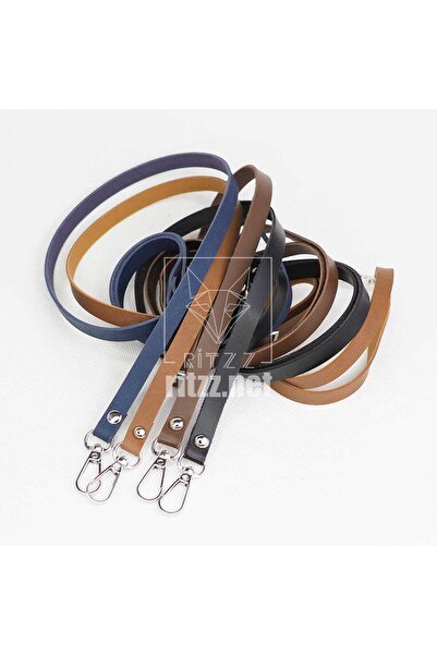 Ritzz مقبض حقيبة قابل للتعديل جلد صناعي 10 ملم - مع خطاف فضي (جلد أسود)