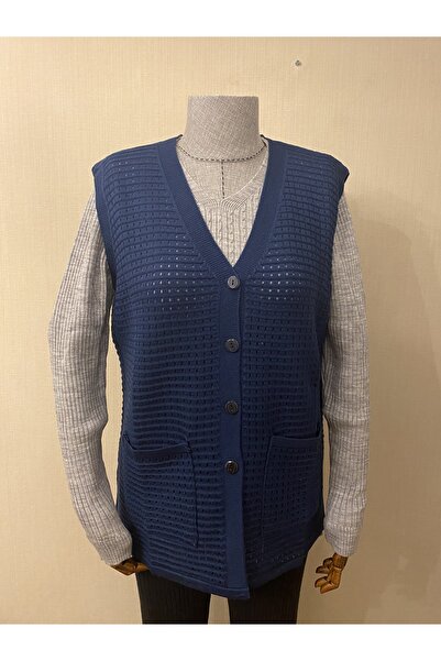 TEK Bambu Örgü Merserize Anne Yelek / İndigo Mavi