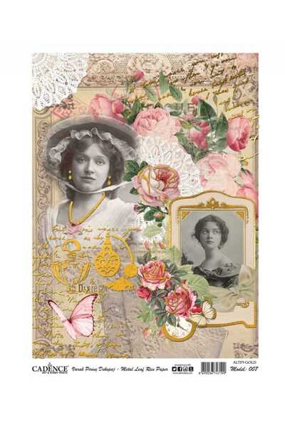 Cadence Desenli Altın Varak Pirinç Dekopaj Kağıdı Model 07