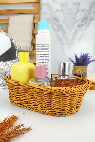 Digithome Rattan Bath and Makeup Organizer Καλάθι Οβάλ Ψωμί 24 εκ. Καφέ - Yk1447 C320.025