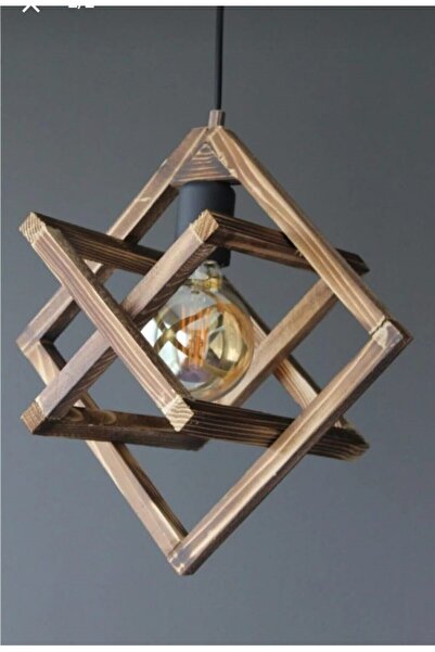 EHFM TİÇARET Ahşap Modern Dekoratif Tekli Avize