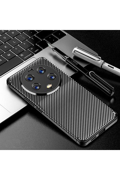 Fibaks حافظة هاتف Xiaomi Mi 13 Ultra من ألياف الكربون مع حماية للكاميرا، غطاء أسود مقاوم للألوان