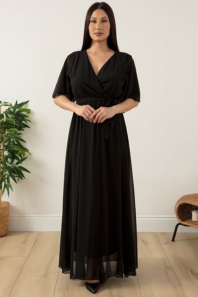 PULLIMM Double-breasted Collar Belted Chiffon Dress 22-254