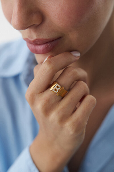 YAVUZ KUYUMCULUK 14 Ayar Altın Trabzon Hasır Harf Yüzük