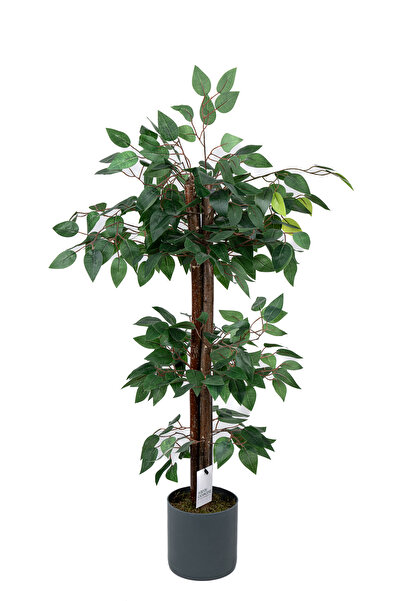 YAPAY ÇİÇEKÇİNİZ ΤΕΧΝΗΤΟ ΔΕΝΤΡΟ ΜΠΕΝΤΖΑΜΙΝΙΟΥ ΤΡΙΠΛΗΣ ΕΠΙΣΤΡΟΦΙΑΣ ΣΕ ΓΚΡΙ ΠΟΥΤΙΚΑ ΜΕ ΛΕΠΤΟΜΕΡΕΙΕΣ ΤΟΥ ΦΥΤΟΥ