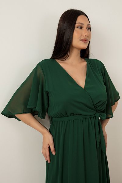 PULLIMM Double-breasted Collar Belted Chiffon Dress 22-254